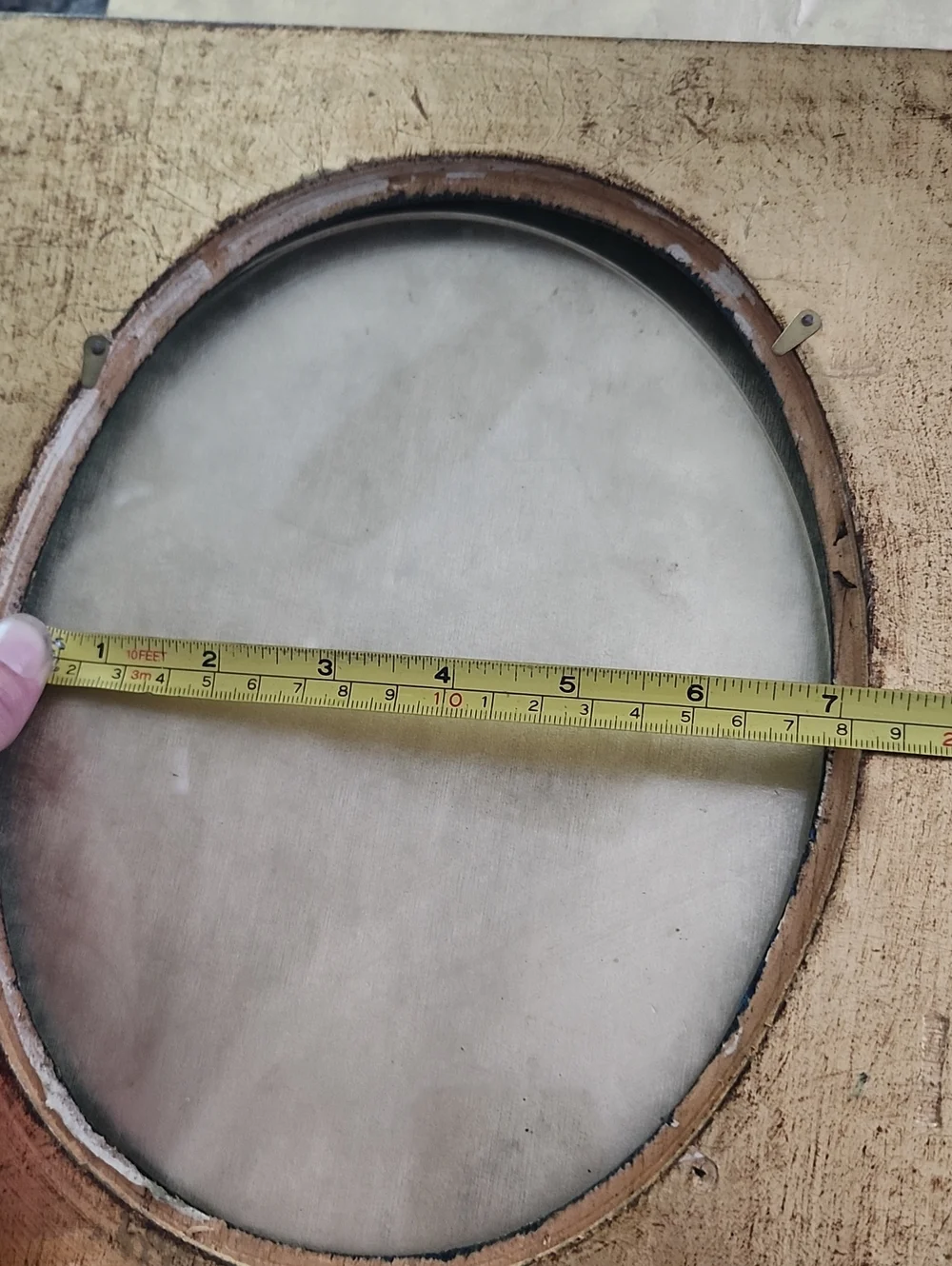 Vtg Ornate Wooden Gold and Teal Oval Picture Frame
